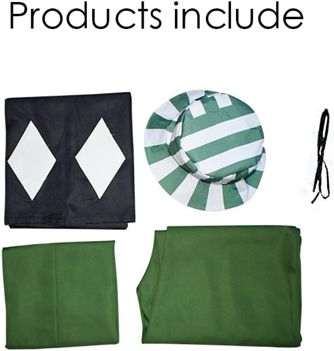 Men Cosplay Costume Green Uniform Full Set Halloween Outfit with Hat