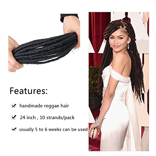 Reggae Hair Handmade Dreadlock Extentions synthetic hair From Nepal For Hippie Tribal 24 inch 10 strands/pack (1B)