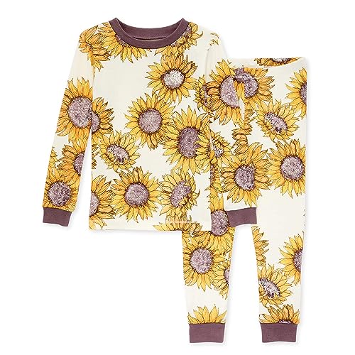 Burt's Bees Baby Baby Girls' Pajamas, Tee and Pant 2-Piece Pj Set, Sunflower Fields, 18 Months