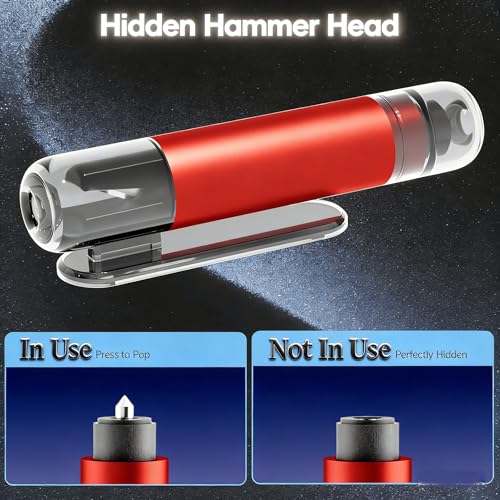 Car Window Breaker & Seatbelt Cutter, 2-in-1 Emergency Escape Tool, Auto Glass Breaker Spring Loaded Safety Hammer for Sinking Cars, Flood Rescue, Locked Doors, New Cars & Family Travel 4PCS — view 6