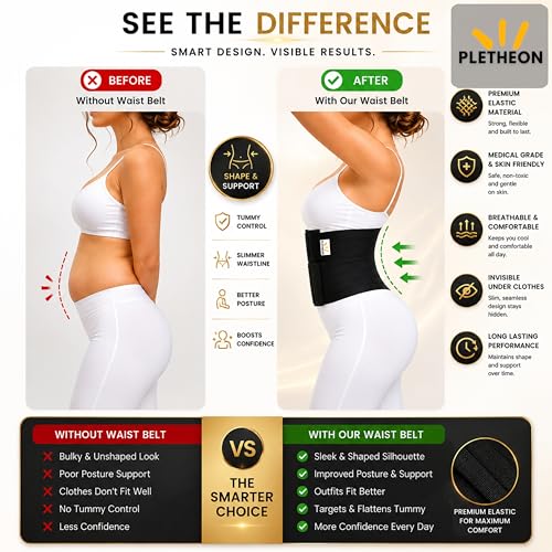 Image of PLETHEON Body Shaper Belt for Women | Tummy Control & Waist Slimming Shapewear | Adjustable Compression | Comfortable for Daily Use