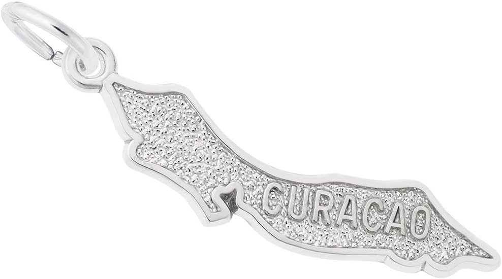 Curacao Map W/Border Charm, Charms for Bracelets and Necklaces