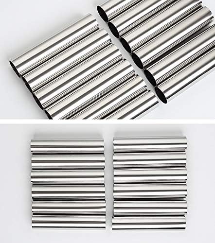Miniatura 5 de Moldes antiadherentes para cuerno de color crema, de acero inoxidable, 4.92 pulgadas, kit de tubos de cannoli de gran tamaño, paquete de 12 conos