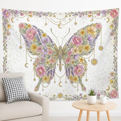Tapisserie florale papillon grand format pour une décoration murale raffinée