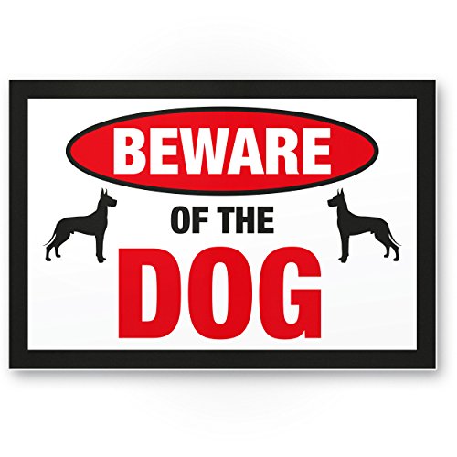 Komma Security Beware of the dog Kunststof bord voor honden, waarschuwingsbord, tuindeur, deurbord, huisdeur, waarschuwingsbord, inbraakbeveiliging, let op: hond