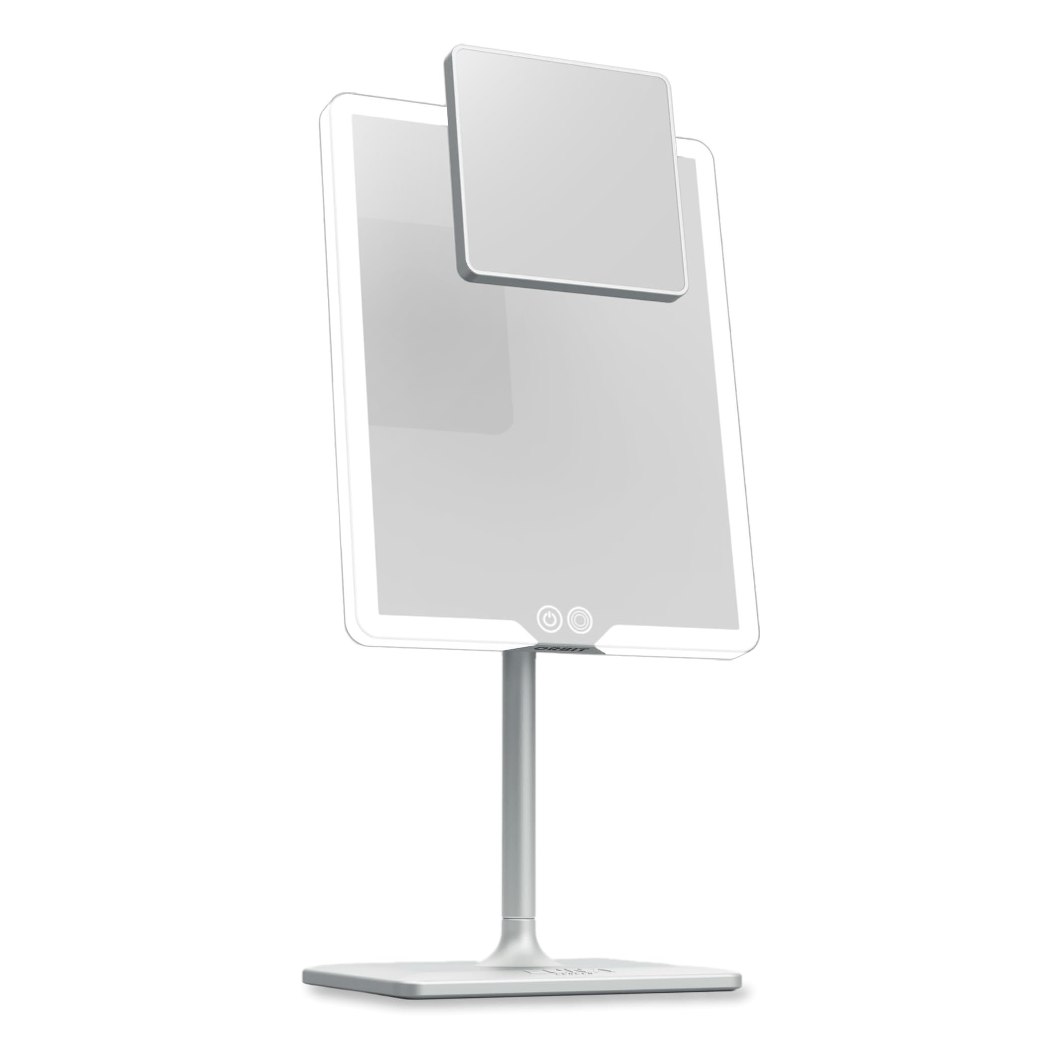 Luna London Men's Chalk Grey Orbit Led Vanity Mirror | With Lights, 7X/1X Magnification, Dimmable & Usb-C Rechargeable Tabletop Mirror