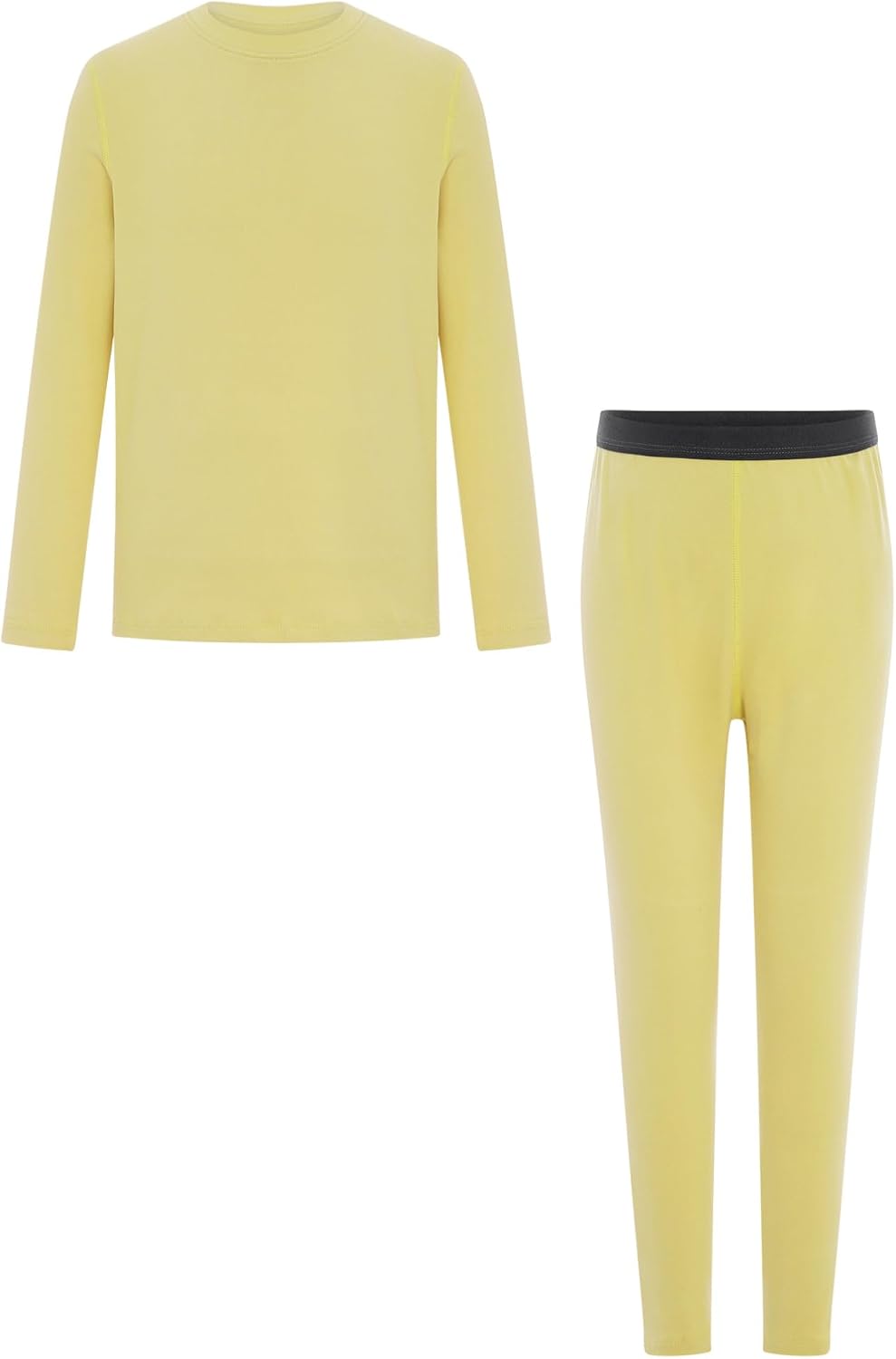YiZYiF Kids Thermal Underwear Set Fleece Lined Shirt Pants Set Boys Girls Fleece Long Sleeve Tee Leggings Yellow 11-12 Years
