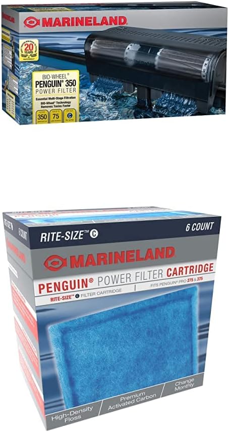MarineLand Penguin 350 Power Filter with Rite-Size Cartridge C, 6 Pack