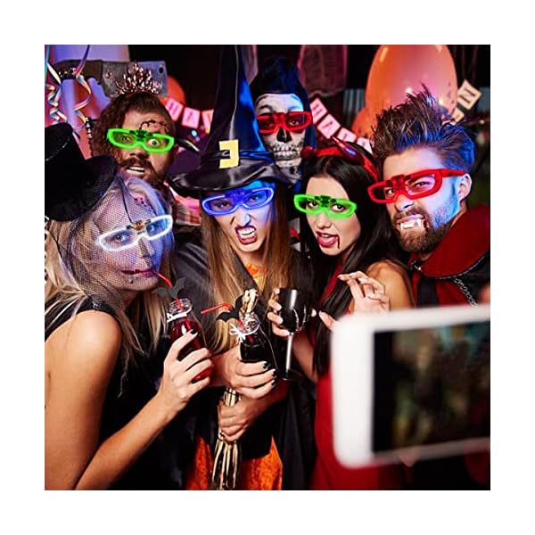 25 packs led glasses halloween party supplies ,5 neon colors,3 light modes light up glow sticks glasses toys party supplies for kids adults glow glasses fit christmas valentine's day new year - image 7