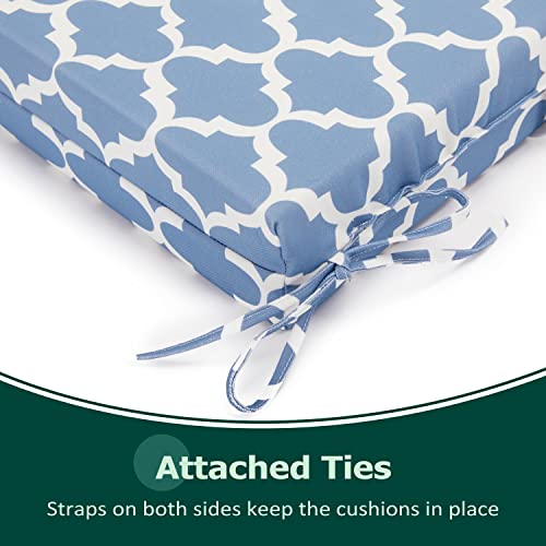 Harborest Indoor/Outdoor Chair Cushions Set Of 4 Waterproof,Square Corner Outdoor Cushions For Patio Furniture - Patio Chair Cushions With Ties,18.5"X16"X3",Blue Geometry #TOP3