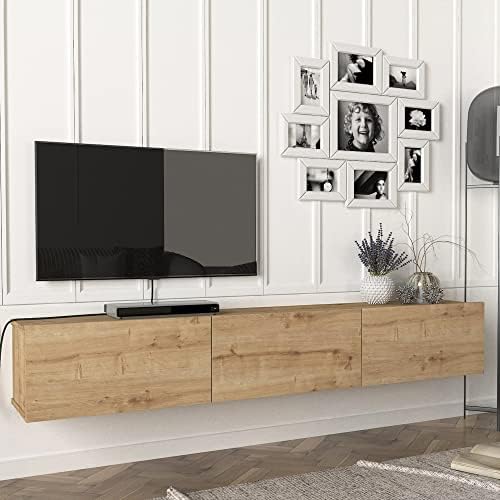 [en.casa] Mueble TV Suspendido Mesa TV Flotante con 3 Compartimie...