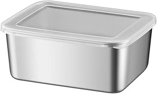 Food Storage Container Fresh Stainless Steel Refrigerator Crisper Food Storage Box with Plastic Lid Prepare Seafood Fruit Vegetable Picnic Box S