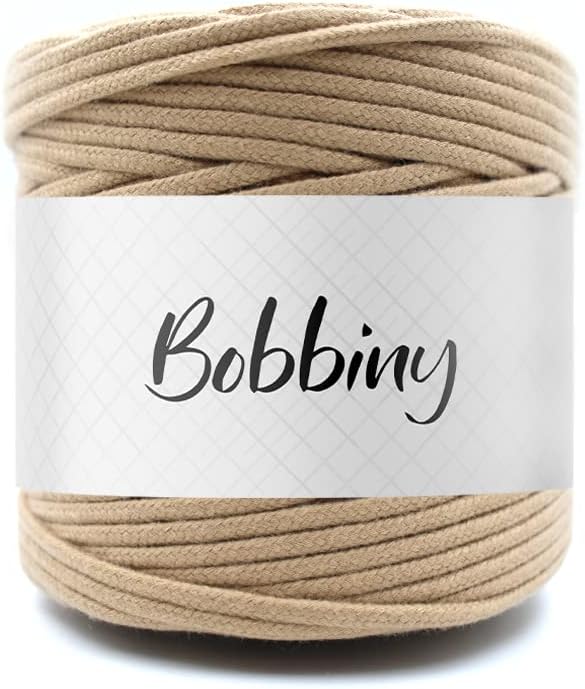 BOBBINY | Braided Macrame Cotton Cord Dori Thread for Macrame DIY and Other Projects | Brown | 4mm, 100 Meter