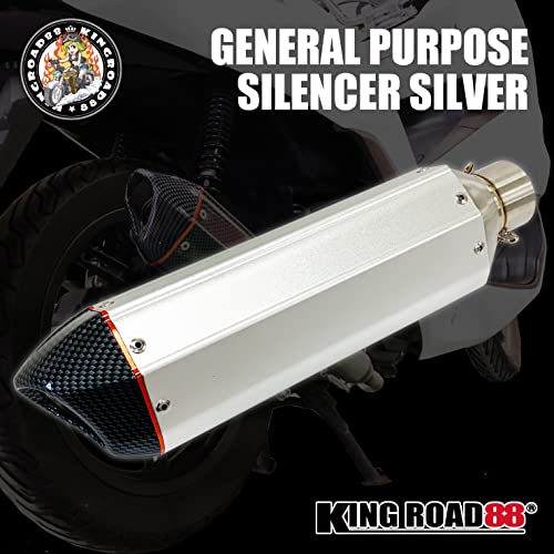 King Road 88 汎用 サイレンサー スリップオン マフラー 38mm - 50.8mm 変換アダプター付 シルバー