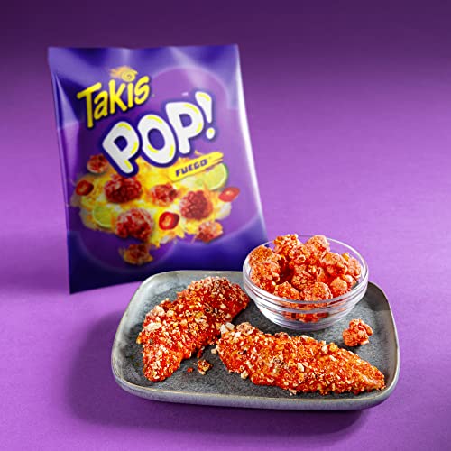 Takis Pop! Fuego Ready-To-Eat Spicy Popcorn, Hot Chili Pepper And Lime Flavored Hot Popcorn, Multipack 8 Bags, 6.7 Ounces Each #TOP2