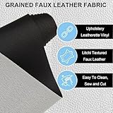 JERLITU 50cm x 140cm Grained Faux Leather Fabric, Upholstery Leatherette Vinyl Leathercloth Litchi Leather Fabric for Upholstery Sewing Chairs Sofa Car Seats, Black Half Metre - Image 3