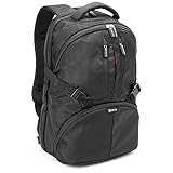 Evecase - Mochila de nylon con cubierta de lluvia para cámaras DSLR y laptops, negra