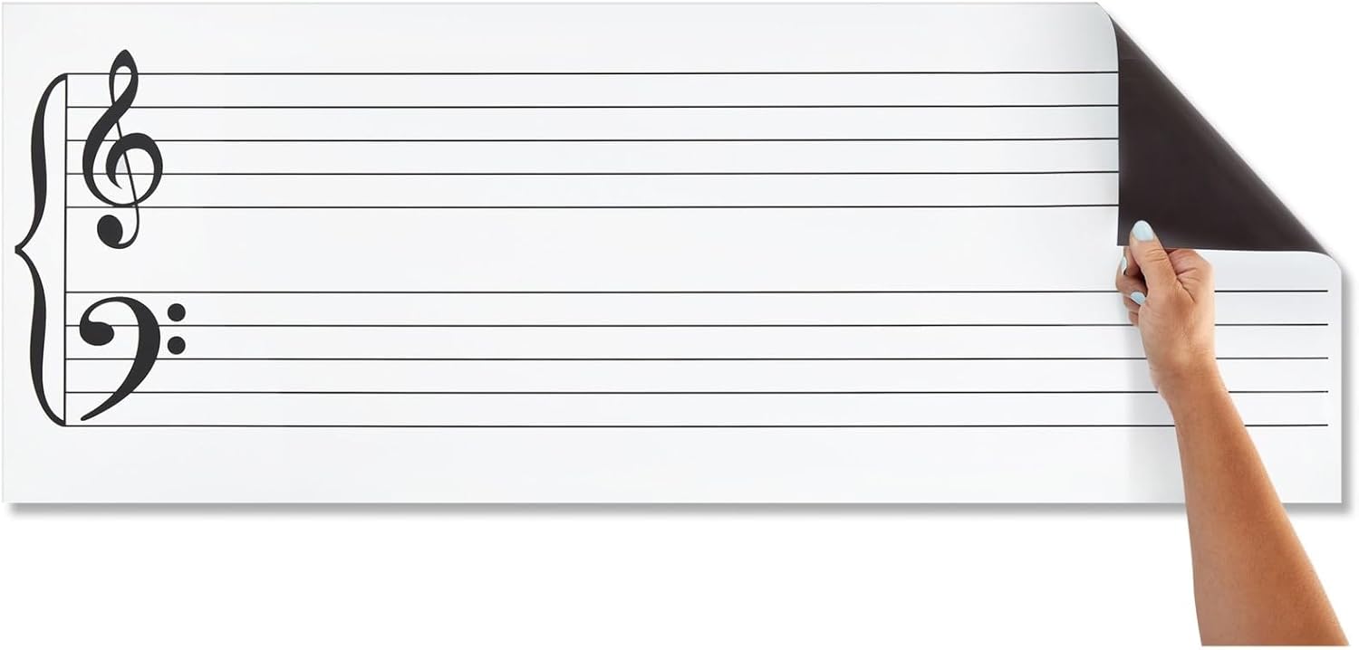 Bright Creations Large Dry Erase Music Staff Magnet Sheet 45.5 x 17 for Classroom Supplies, Teachers, Musicians, Students, and Music Classroom Supplies