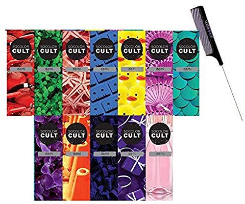 MATRlX SoColor Technique CULT Permanent, Semi-Permanent, Demi Vibrant Bold Hair Color (w/Sleek Steel Pin Rat Tail Comb) So Color Haircolor Dye (DEMI - ADMIRAL NAVY)