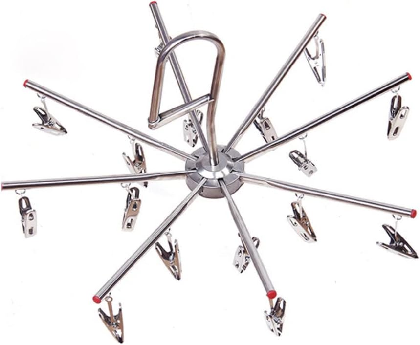 Stainless Steel Hanging Drying Rack Laundry Drip Hanger with 16 Clips for Drying Socks, Baby Clothes, Towel