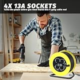 Outdoor Extension Lead, 15m, 4 Socket Extension Reel, Heavy Duty Extension Cable, Thermal Cut Out, Extension Lead for Garden Lawn Mower Office, 13A Fused UK Plug - Image 7