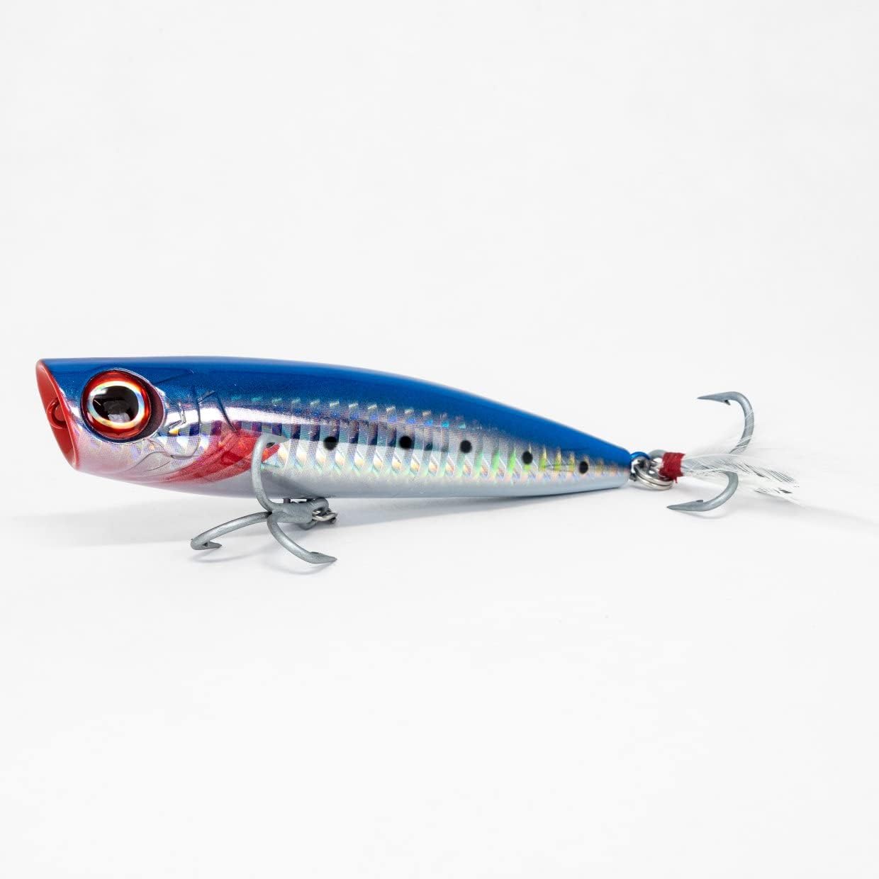 Dark Matter Saltwater Fishing Lures - Fishaholic Pulsar Popper, Topwater Lure with VMC 4X Trebble Hooks & Realistic 3D Eyes Fish Bait, Popper Lures for Bass, Bluefish & Tuna