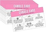 Handmade Candle Care Instruction Card, Card, for Makers Soy Bees Wax Coconut Essential Oils Black with White, 50 Pack 3.5 x 2 inches (Pink)