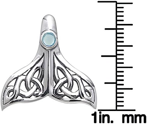 Miniatura 3 de Collar con colgante de nudo celta de cola de ballena de plata de ley, 18 pulgadas, topacio azul, Plata esterlina, Topacio