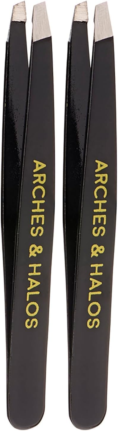 Arches & Halos Surgical Stainless Steel Eyebrow Tweezers - Groom, Pluck and Precisely Shape Brows - Ophthalmologist and Dermatologist Tested - 1 Pc