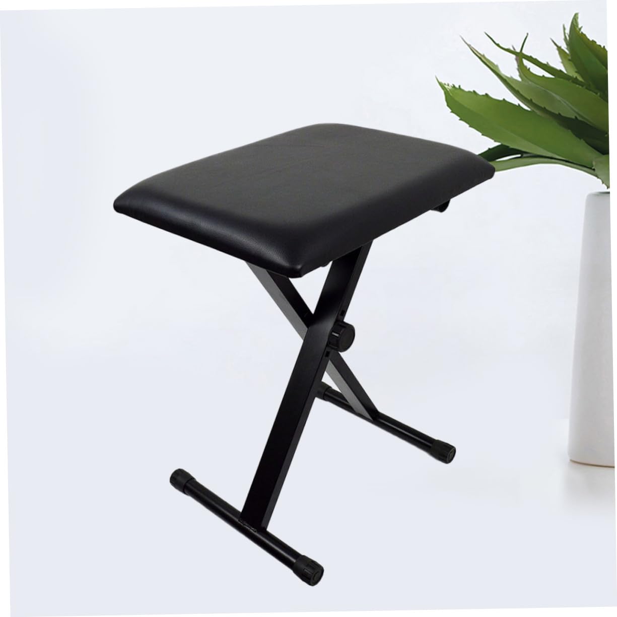 minkissy Höhenverstellbare Klavierbank X Stil Faltbar mit Gepolstertem Sitz aus Stahl Rutschfester Keyboard Hocker für Passend für Klavier und Schminktisch Schwarz