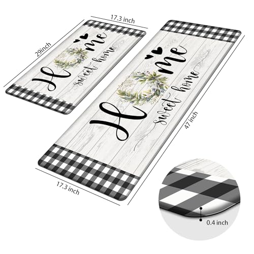 MAYHMYO Black White Checkered Kitchen Mats for Floor,Anti Fatigue Cushioned by MAYHMYO - Used condition - Image 2