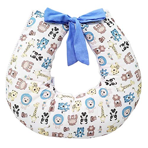 Almofada Amamentação Bebê Menino Bichos Azul Bebê