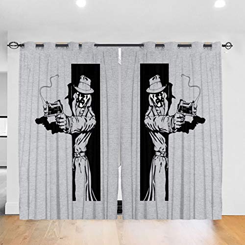 FDASLJ Customized Blackout Window Curtains Rorschach Taking Cover Watchmen Grommet Thermal Insulated Room