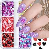 16 Color Heart Nail Art Glitter Love Nail Sequin Valentine's Nail Supplies 3D Holographic Sparky Lov