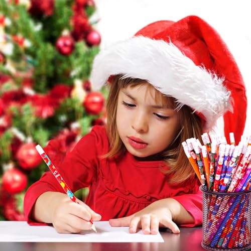 48 lápices de Navidad con borrador, pack de madera miniatura 2