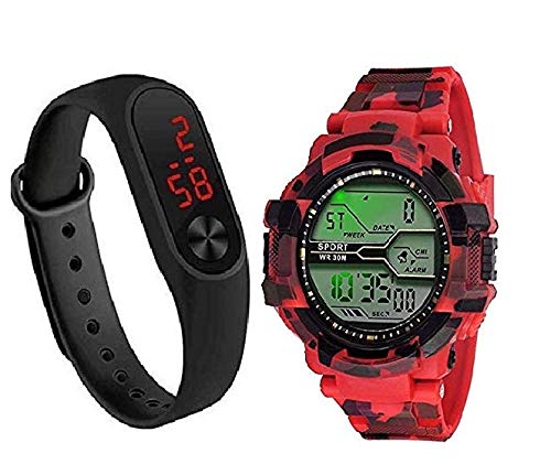 sba prime Digital Red & Black Sports & Led Watch for Men & Boys.(Combo) (B07R5G97BH) Amazon Price History, Amazon Price Tracker