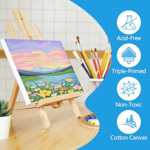 ESRICH Small Canvases for Painting 5x7, 4 Pack Stretched Canvases for Painting 5/8" Profile Primed Acid Free Painting Canvas for Kids for Oil Paint, Watercolor, Acrylic Paint, Gouache, Tempera. by ESRICH - Used condition - Image 4
