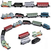 Hanaive 2 Sets Train Toys Small Pull Back Alloy Retro Steam Train with 3 Cars Simulation Model Diecast Locomotive for Boys Girls Birthday Party Favor School Classroom Teacher Reward GiftsBlue,Green