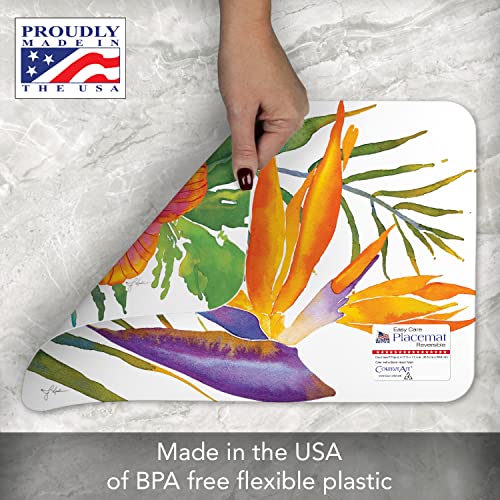Counterart Tropical Paradise 4 Pack Reversible Easy Care Flexible Plastic Placemats Made In The Usa Bpa Free Pvc Free Easily Wipes Clean #TOP2