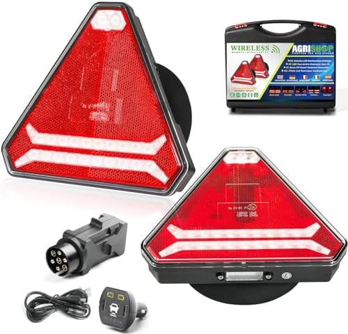 AGRISHOP Wireless Triangular Trailer Lights Magnetic 12-24V 6 Functions ...