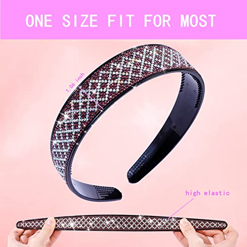 Cutewing Fashion Rhinestone Headbands For Women Check Bling Headband Teeth Comb Hairbands Non Slip Hair Hoop Hair Accessories For Girls Ladies With 4Pcs thumb #2
