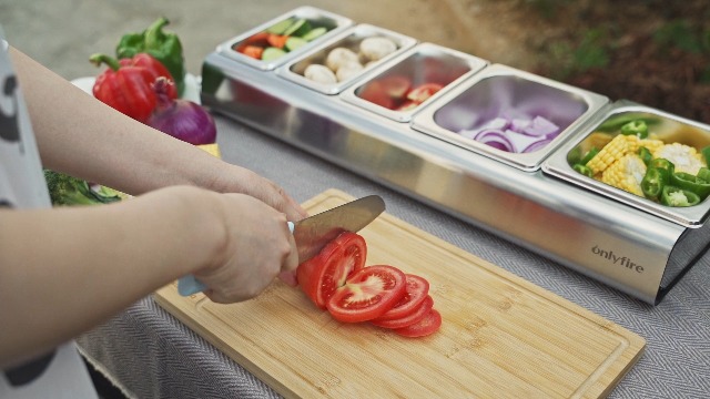 Onlyfire Ingrediëntencontainer Opzetstelling, Roestvrijstalen Houder voor Pizzaovens met Deksel, 5 x Voedselcontainer Voedselopslag, Pizza Accessoires