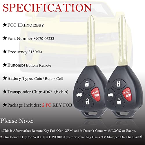 Toyota Camry Corolla Key Fob