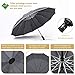Bodyguard Inverted Umbrella, Windproof Umbrella,12 Ribs Reverse Umbrella with Reflective Stripe, Teflon Umbrella in Rain and Sun, Leather Cover for Women and Men