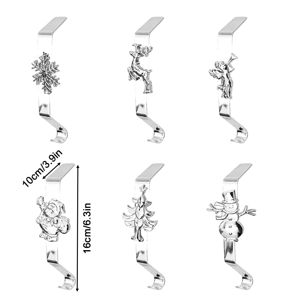 Ganci Per Calze Di Natale Per Camino - 4 Pezzi In Metallo Argentato, Reggicalze Decorativi - Foto 7