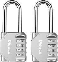 Vista 22 de Paquete de 2 candados de combinación disecu con grillete de 2.6 pulgadas de largo, 4 dígitos, impermeables al aire libre para casillero de gimnasio