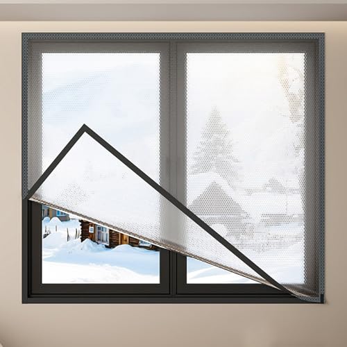 Transparente Isolierfolie zur Wärmedämmung, Fensterdichtungsskits kälteschutzfolie Fenster, Wetterfeste Isolierfolie für Winterfest Machen, Wiederverwendbares Fensterisolationsset
