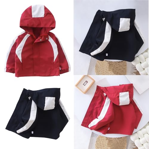 Boys Girls Autumn Winter Coat Kids Handsome Hooded Windproof Warm Outwear Zipper Color Block Cardigan Jacket3
