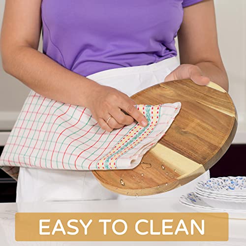 [ 2 Pack ] 10-Inch Acacia Wood Lazy Susan Organizers, Aciazaaz Lazy Susan Turntable For Cabinet, Kitchen Turntable Storage For Table, Countertop, Pantry #TOP3
