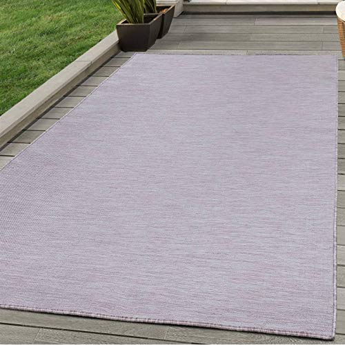 Tapis en sisal extérieur et intérieur rose crème tissage plat 140x200